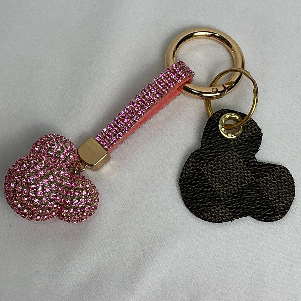 Louis Vuitton Damier Gold and Black brown Keychain mouse pink - Picture 4 of 4